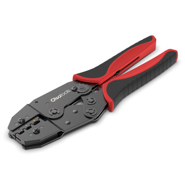 Carbon steel ratcheting wire crimper tool with ergonomic handles